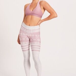 Niyama Sol Women's XL High-Waisted Pink and White Snow Bunny Gradient Leggings